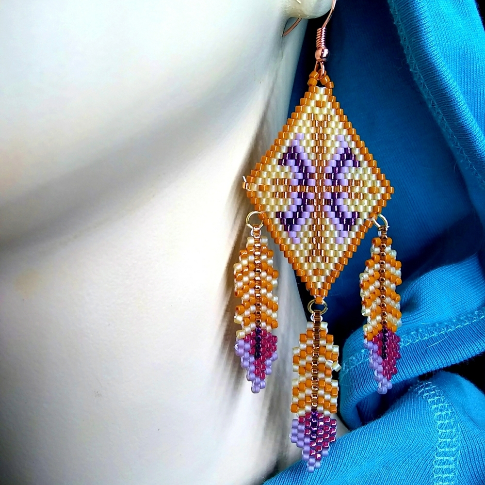 SOLD🎉HP🎉 JRW Handmade Feathers Purple Earrings - Picture 2 of 8